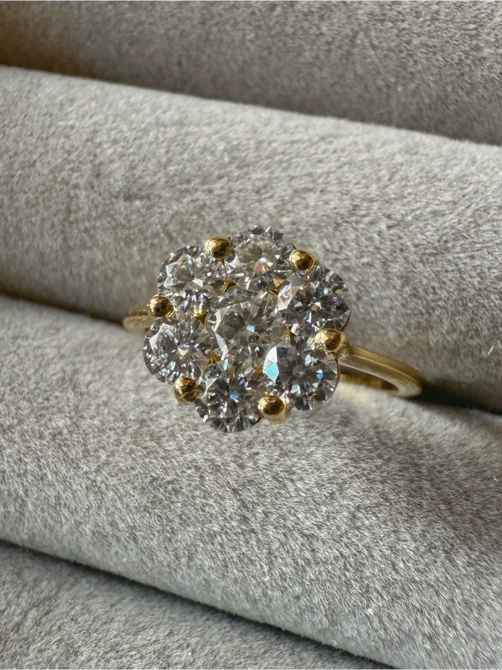 D’Joy 1.15 CTW Moissanite Floral Cluster 18K Gold Vermeil Sterling Silver Ring S